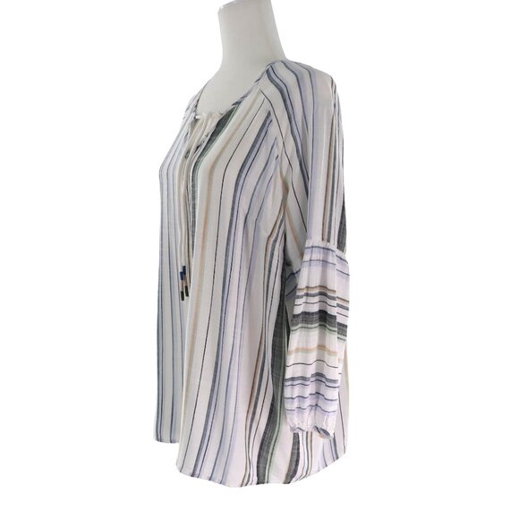 Tribal Jeans Striped Top Womens M White Resort‎ Wear Polished Night Out Casual - Picture 7 of 11